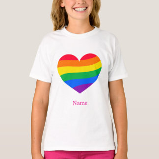 Retro Rainbow Heart - Söt Färgrik Abstrakt Konst T Shirt