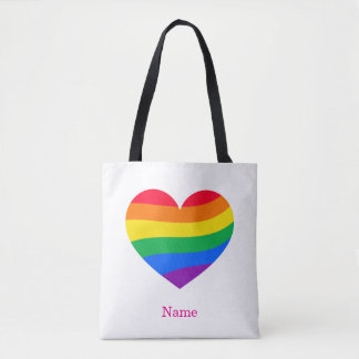 Retro Rainbow Heart - Söt Färgrik Abstrakt Konst Tygkasse