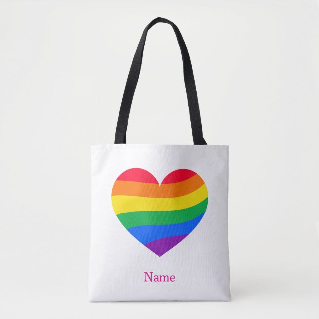 Retro Rainbow Heart - Söt Färgrik Abstrakt Konst Tygkasse (Framsida)