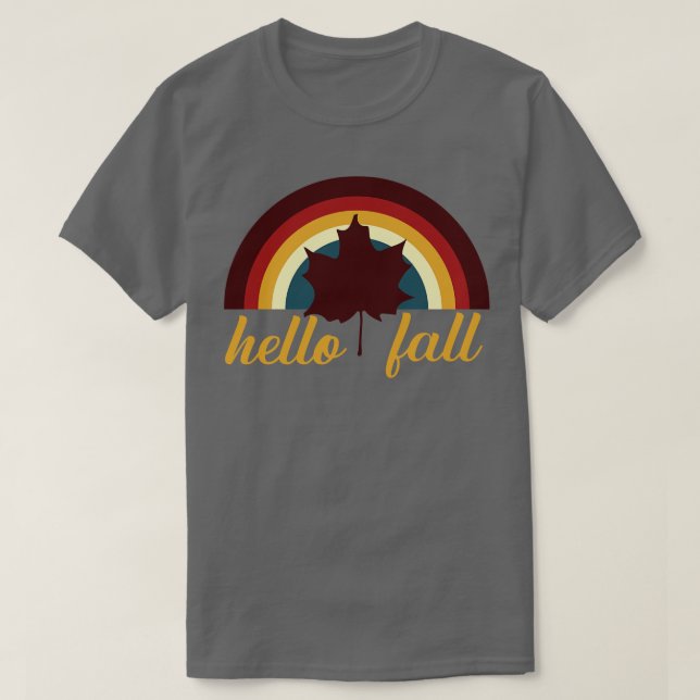 Retro Rainbow Hej Fall T Shirt (Design framsida)