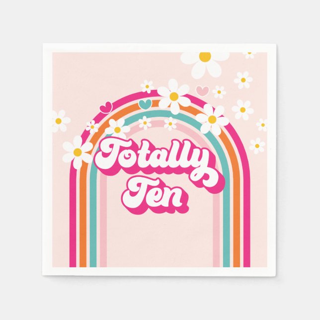 Retro Rainbow Helt Enastående 10-års Födelsedag Pappersservett (Framsidan)