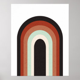 Retro Rainbow i Terracotta Mint & Beige Art Print Poster