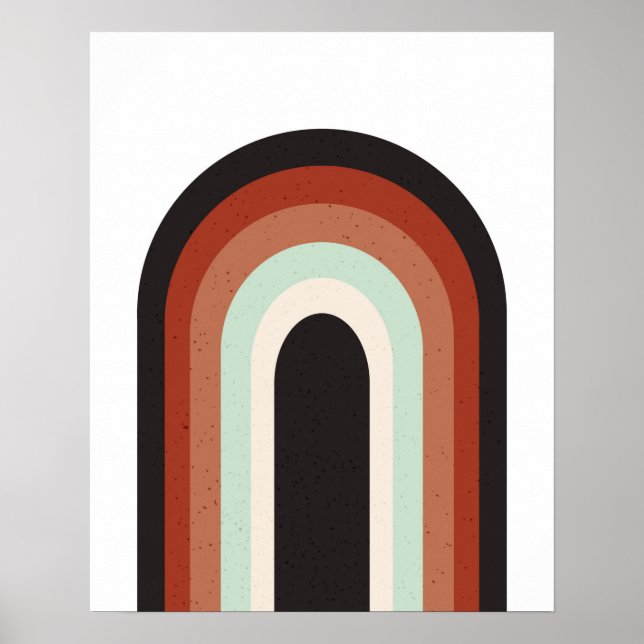 Retro Rainbow i Terracotta Mint & Beige Art Print Poster (Framsidan)
