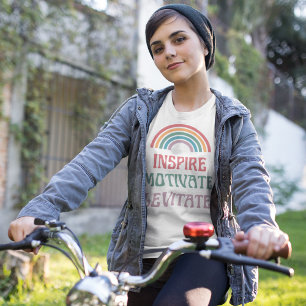 Retro Rainbow Inspire, Motivate, Levitate Quote T Shirt