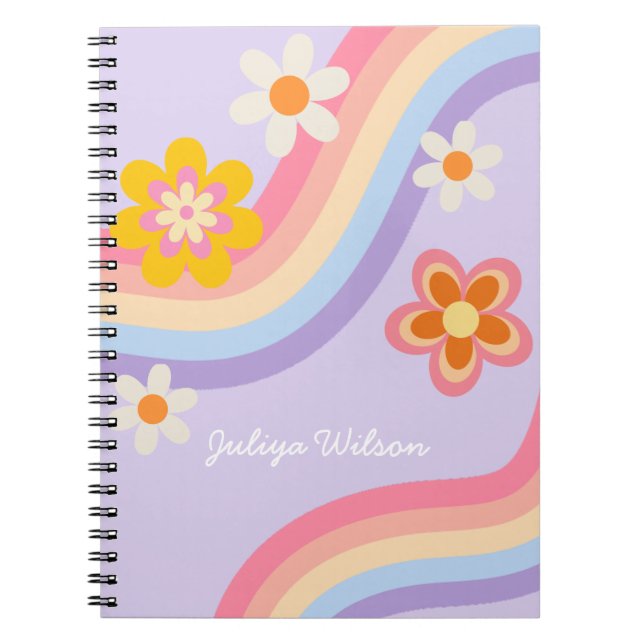 Retro Rainbow lila Anteckningsbok (Framsidan)