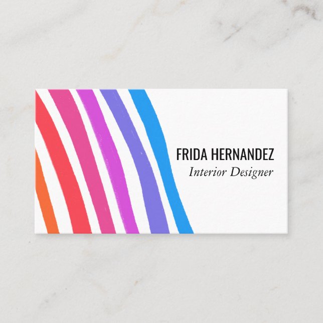 Retro Rainbow Minimalist Rand Visitkort (Framsida)