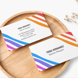 Retro Rainbow Minimalist Rand Visitkort