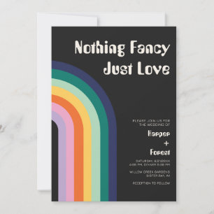 Retro Rainbow Modern 70:e Mörken Bröllop Inbjudningar