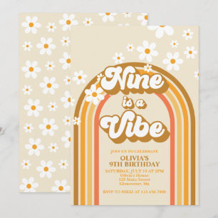 Retro Rainbow Nine är en Vibe Groovy 9:e födelseda Inbjudningar