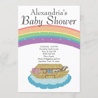 Retro Rainbow Noahs inbjudan till Ark Baby Shower