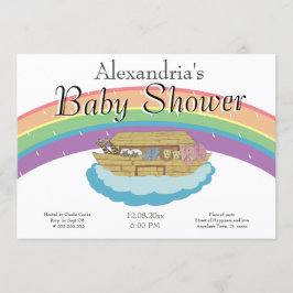 Retro Rainbow Noahs inbjudan till Ark Baby Shower
