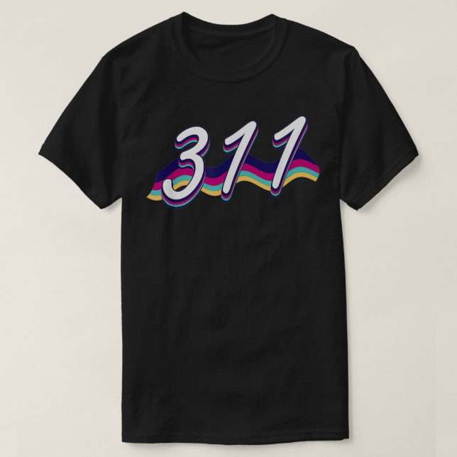 Retro Rainbow Number 311  T Shirt (Design framsida)