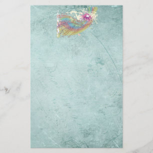 Retro Rainbow och Musik noter på Shabby Struktur Brevpapper