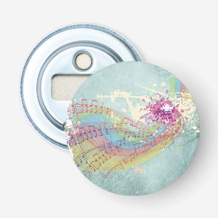 Retro Rainbow och Musik noter på Shabby Struktur Flasköppnare