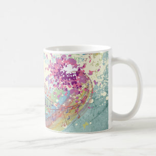 Retro Rainbow och Musik noter på Shabby Struktur Kaffemugg