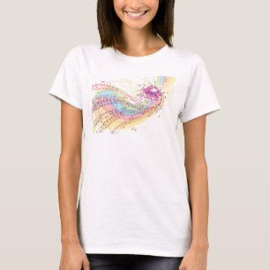 Retro Rainbow och Musik noter T-shirt