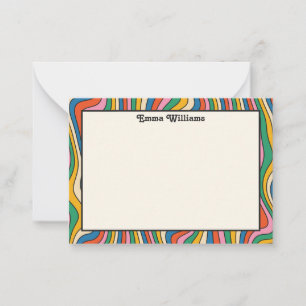 Retro Rainbow Personlig Namn Modern Note Card Anteckningskort