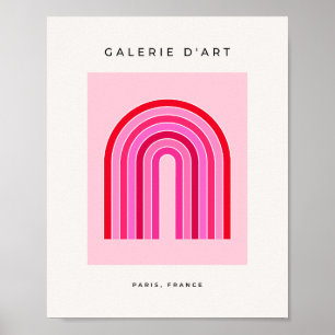 Retro Rainbow Preppy Rosa and Red Arch Poster