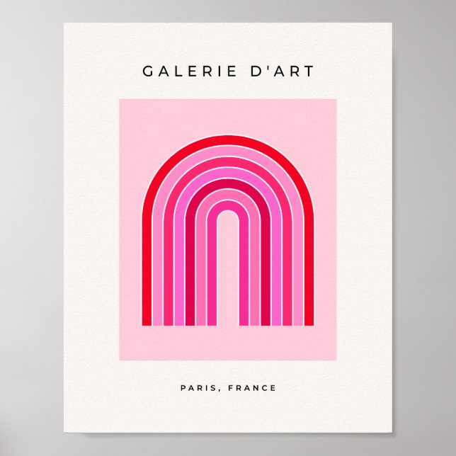 Retro Rainbow Preppy Rosa and Red Arch Poster (Framsidan)