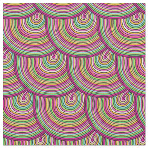Retro Rainbow Psychedelic Circles Mönster Tyg