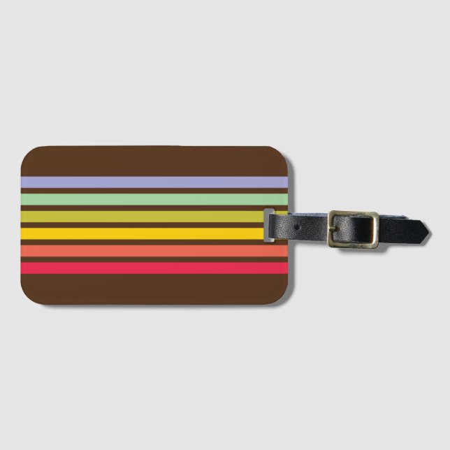 Retro Rainbow Rand Brown Bagagebricka (Framsida horisontal)