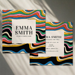 Retro Rainbow Rand Fyrkantigt Visitkort