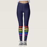 Retro Rainbow Rand Navy Blue Monogrammed Heart