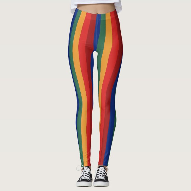 Retro Rainbow Regenbogen Regenbogenfarben Leggings (Framsida)