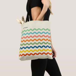 Retro Rainbow Ric Rac Rand med Namn Tygkasse