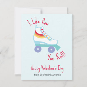 Retro Rainbow Roller Skate Classroom Valentine Meddelande