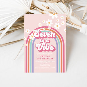 Retro Rainbow Seven är en Vibe 7:e Birthday Inbjudningar