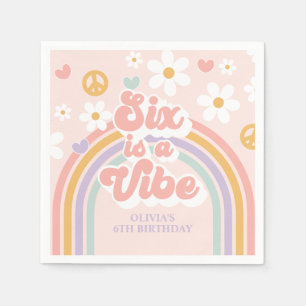 Retro Rainbow Sex är en Vibe 6e Birthday Pappersservett