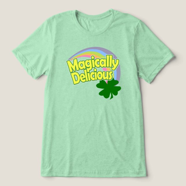 Retro Rainbow Shamrock T-shirt I Triblend-tyg (Design Framsida)