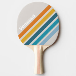 Retro Rainbow Sneda Ränder med Namn Pingisracket