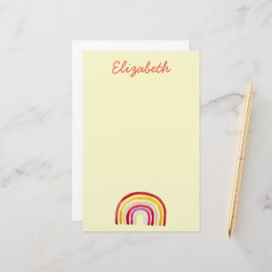 Retro Rainbow söt vattenfärg Brevpapper