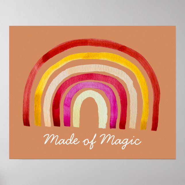 Retro Rainbow söt vattenfärg Poster (Framsidan)