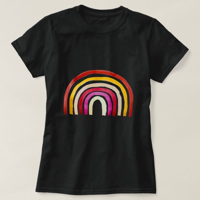 Retro Rainbow söt vattenfärg T Shirt (Design framsida)