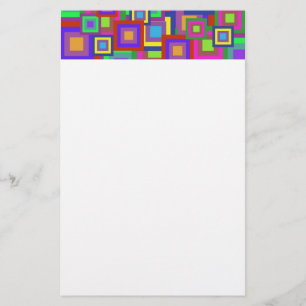 Retro Rainbow Squares Mönster Brevpapper