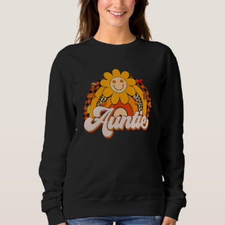 Retro Rainbow Thankful Auntie Fall Autumn Thanksgi T Shirt