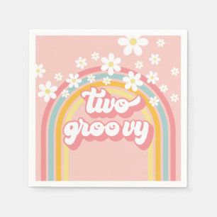 Retro Rainbow Två Groovy 2-årsdag Pappersservett