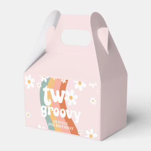 Retro Rainbow Två Groovy Daisy 2-års födelsedag Presentaskar