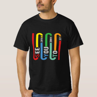 Retro Rainbow Typografi T-Shirt, Svart t-shirt