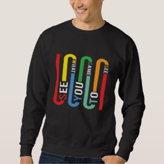 Retro Rainbow Typography T-Shirt, svart tee Lång Ärmad Tröja