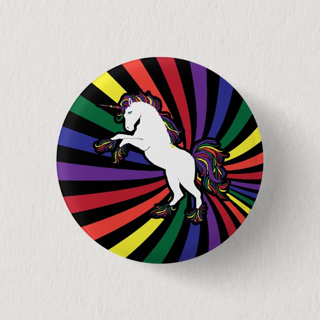 Retro Rainbow Unicorn Knapp (Framsida)