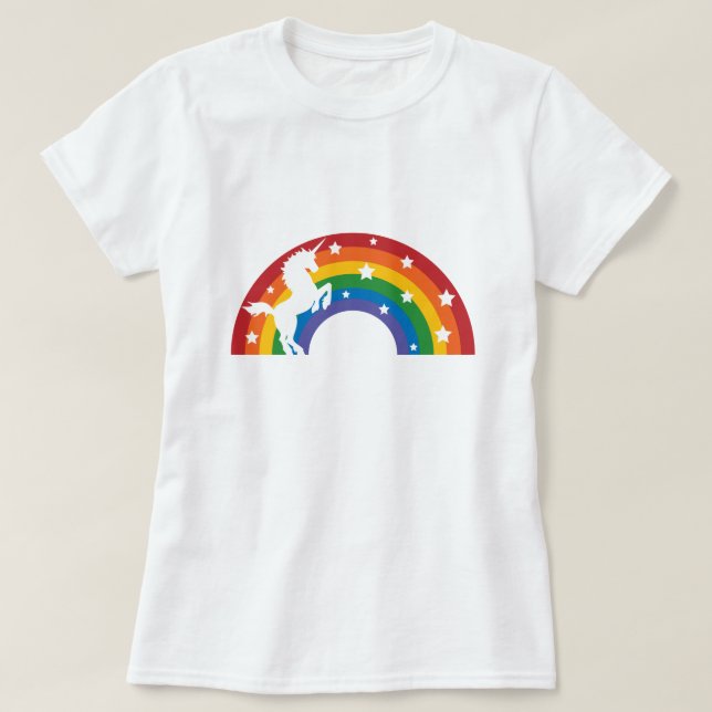 Retro Rainbow Unicorn White T-Shirt (Design framsida)