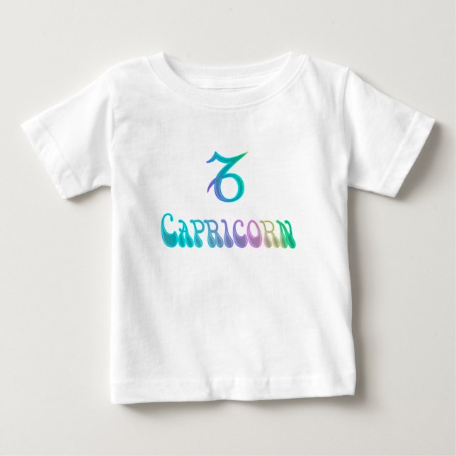 Retro Rainbow Zodiac Sign Capricorn Tee (Framsida)
