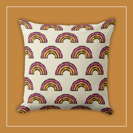 Retro Rainbows i Vintage California Surfer Färg Kudde