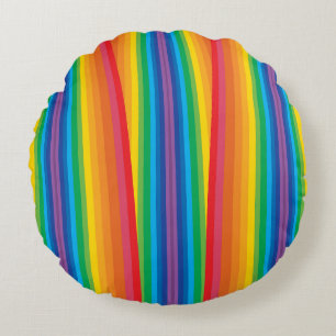 Retro Rainbows Round Pillow Rund Kudde