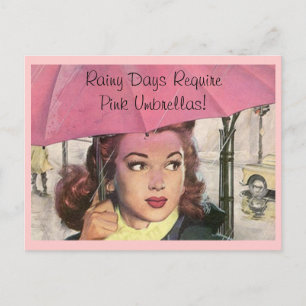 Retro Rainy Day-dusch med vykort och en Rosa parap