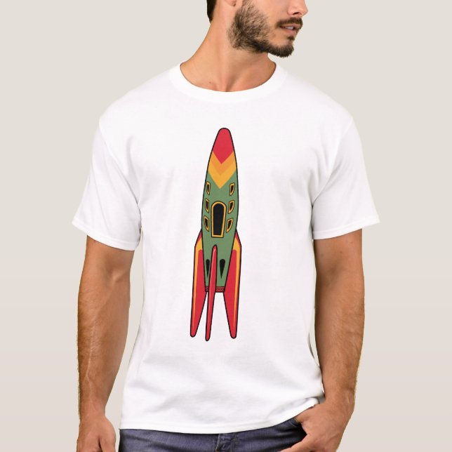 Retro raket - färg tee (Framsida)